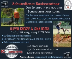 Schutzdienstworkshop mit Sina Bosch und Oliver Knospe